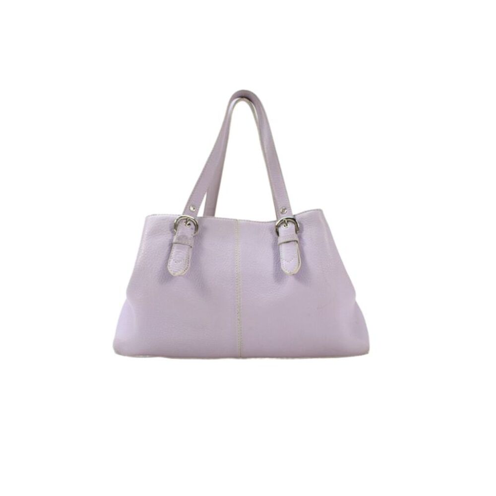 Cole Haan Womens Leather Snap Closure Shoulder Handbag Purple